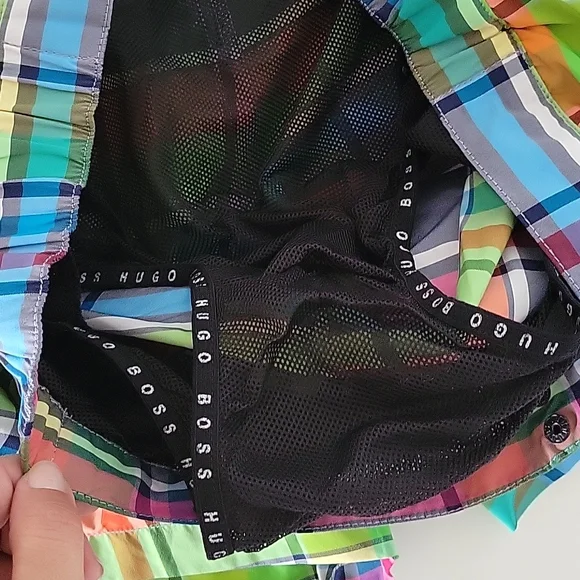 Hugo Boss Men's Ribbonfish Plaid Swim Shorts - Picture 7 of 8